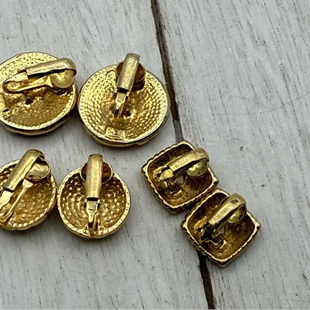 Sarah Coventry Textured Gold Earrings Trio